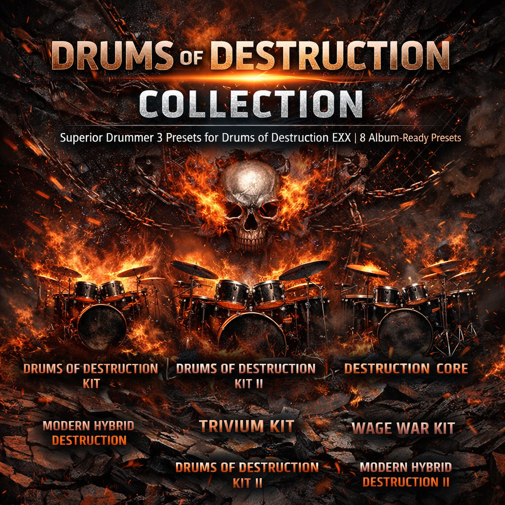 Drums of Destruction Collection: Superior Drummer 3 Presets for Drums of Destruction EZX | 8 Album-Ready Presets