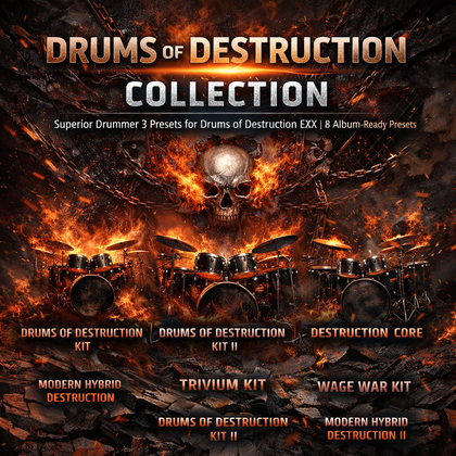 Drums of Destruction Collection: Superior Drummer 3 Presets for Drums of Destruction EZX | 8 Album-Ready Presets