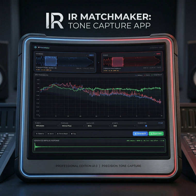 IR MatchMaker app interface — tone matching tool that exports cabinet IRs