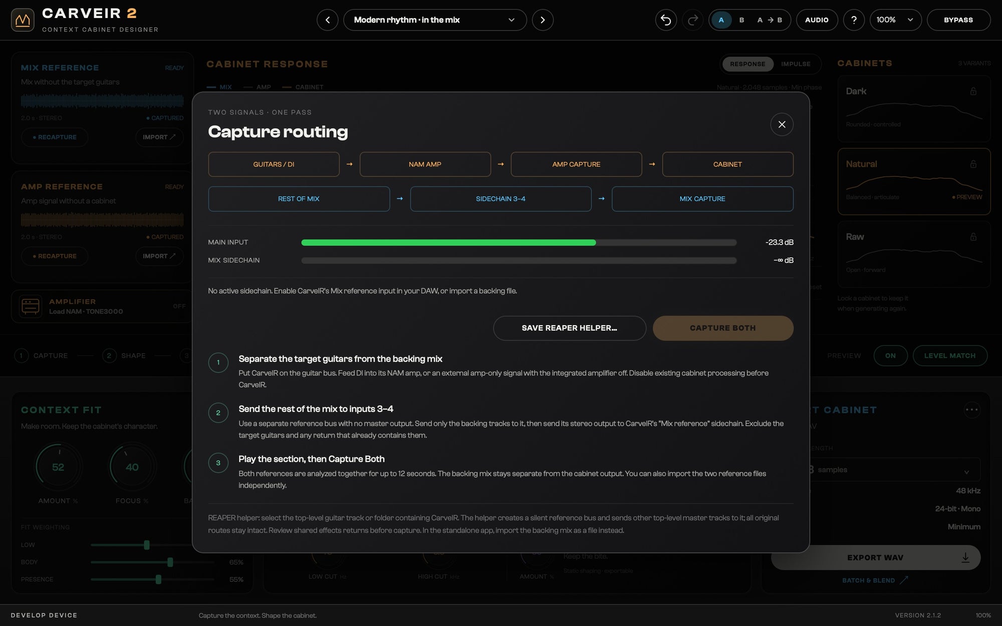 CarveIR 2 capture routing and REAPER helper