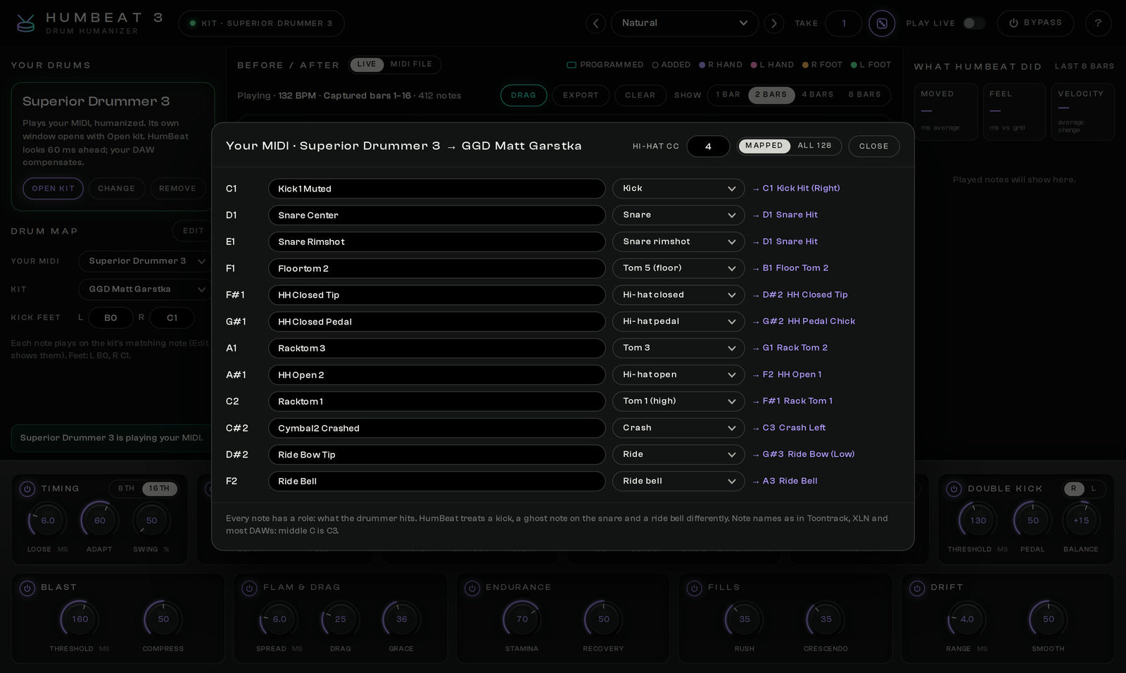 HumBeat 3 Drum maps: Written for one plugin, played on another
