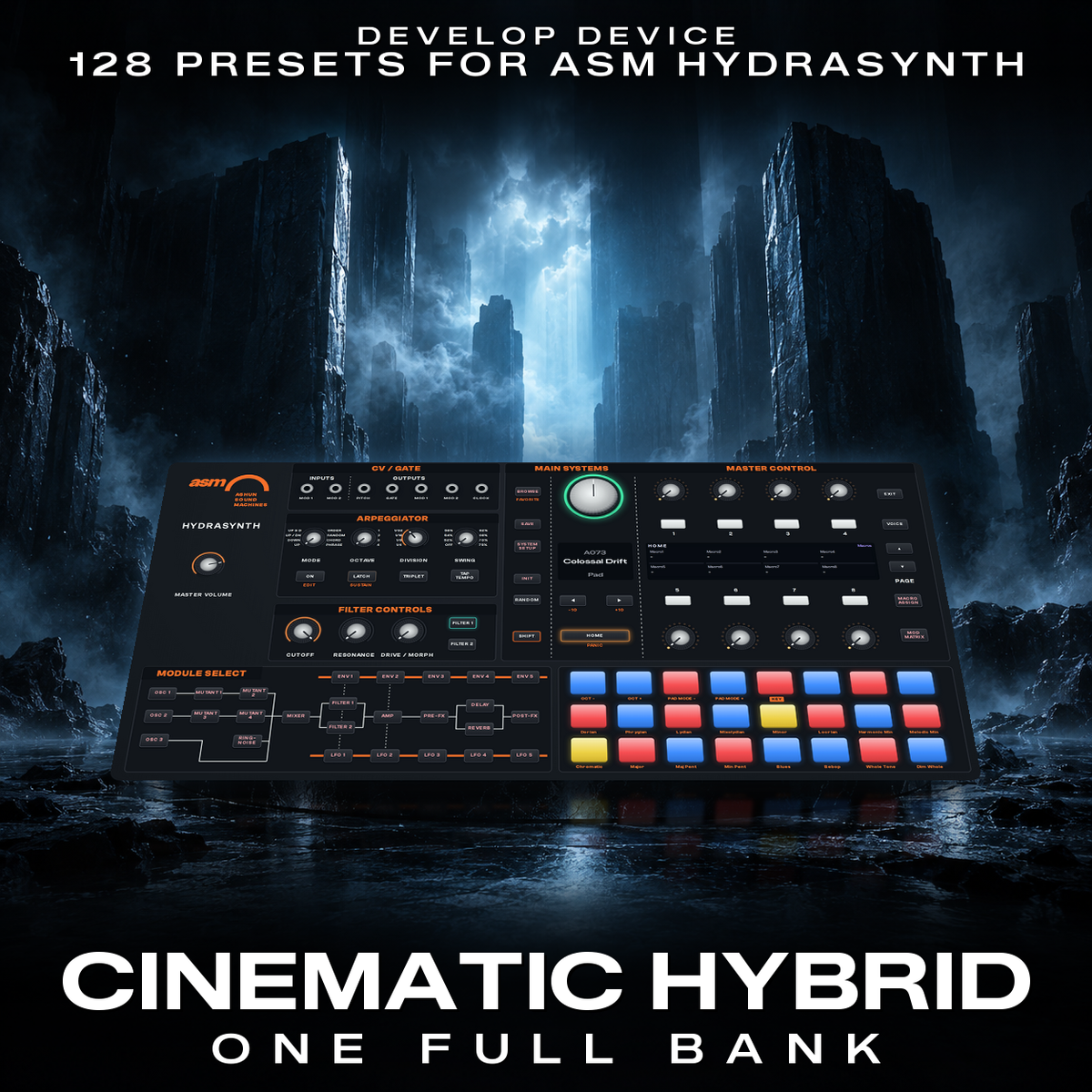 Cinematic Hybrid: 128 Hydrasynth Presets cover