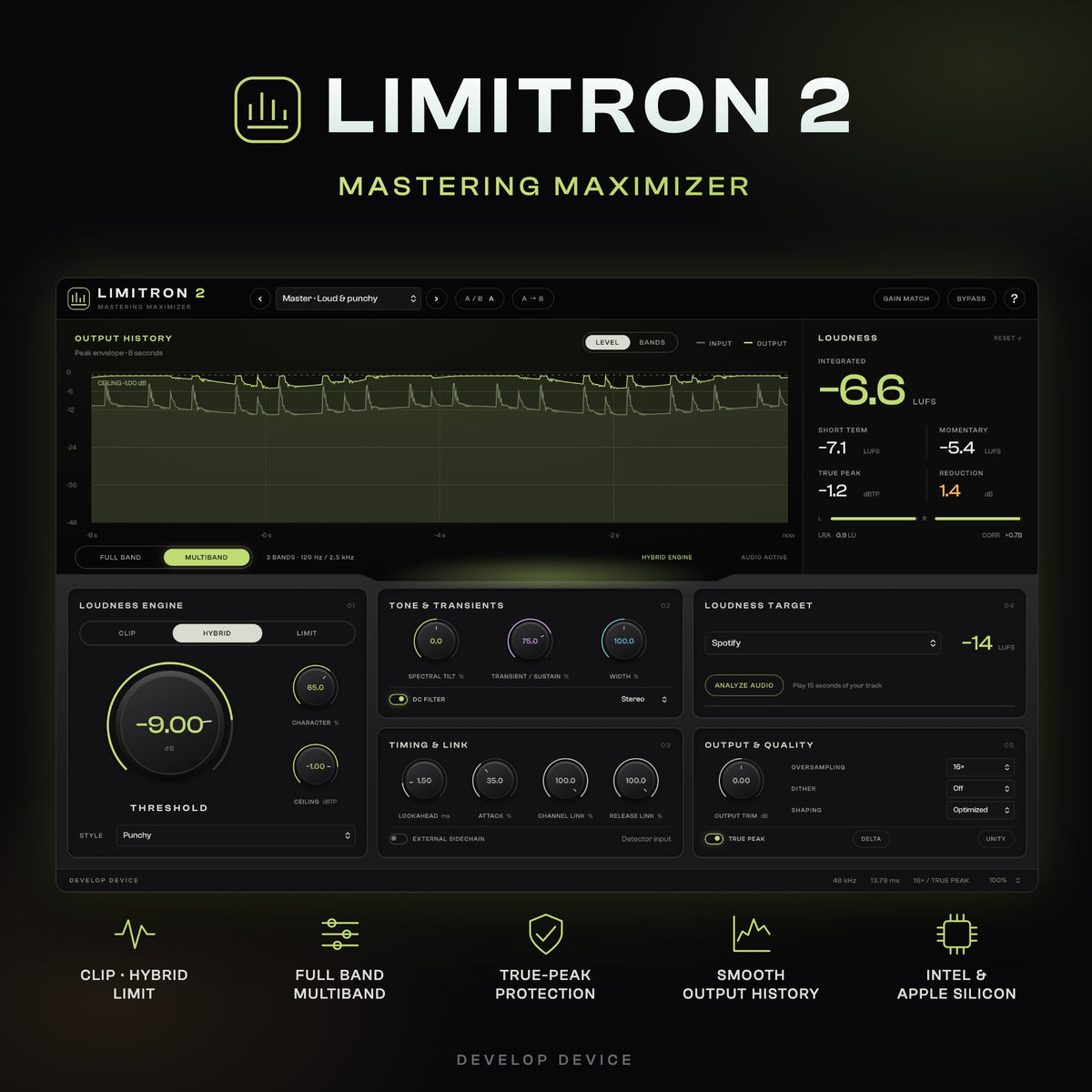 LIMITRON 2 mastering maximizer: three engines, multiband control and support for Intel and Apple Silicon