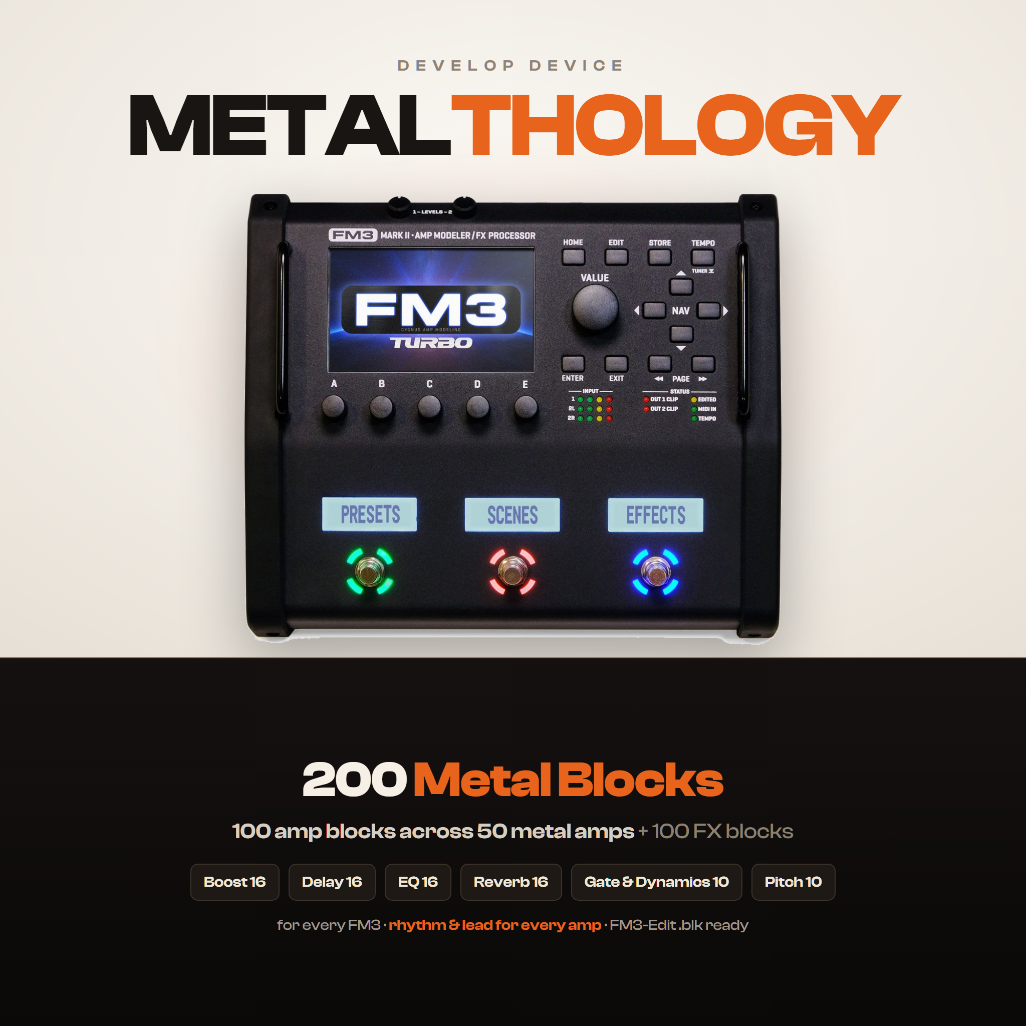METALTHOLOGY: Modern Metal Block Library for Fractal FM3 - 200 metal blocks across 50 amps in rhythm and lead voicings