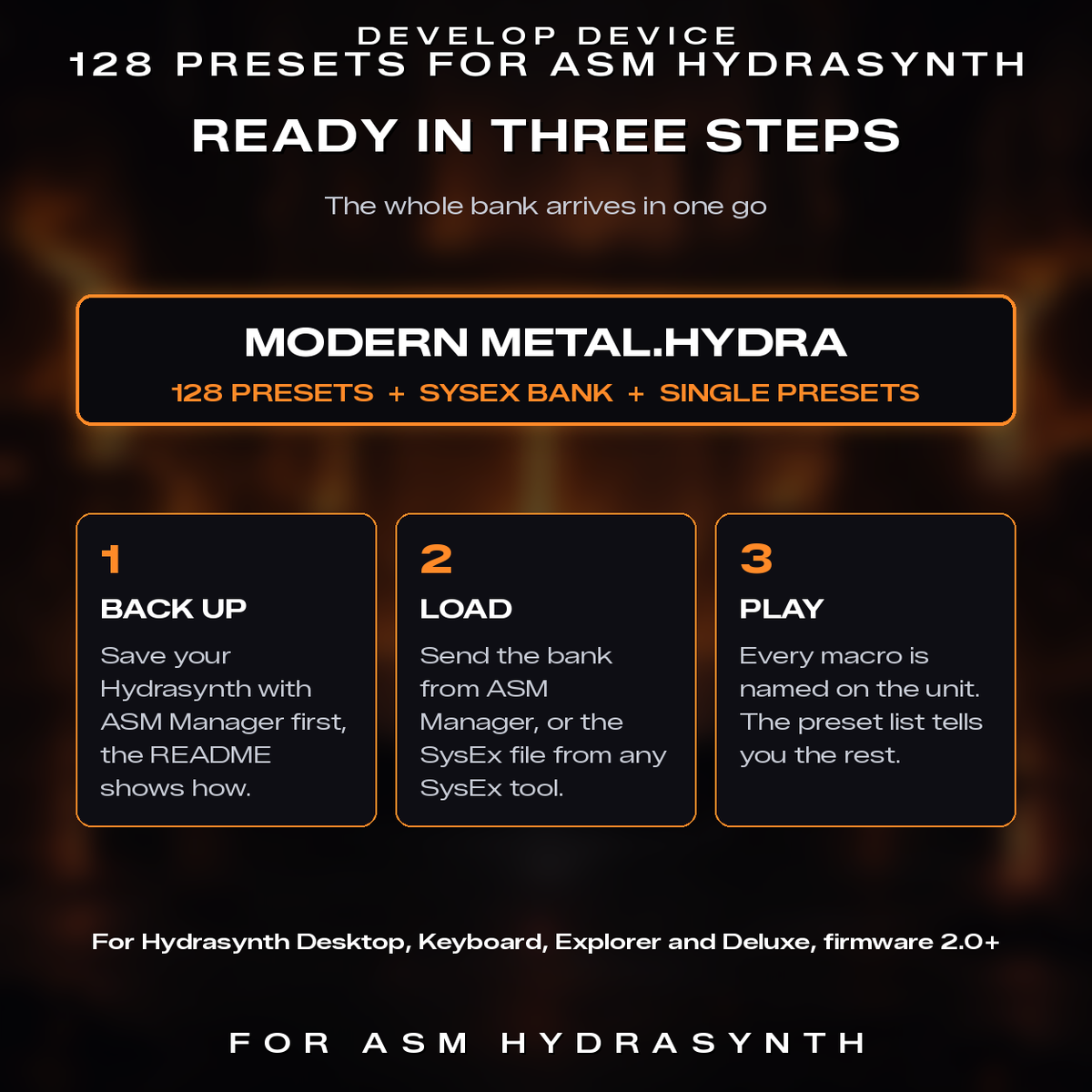 Modern Metal for ASM Hydrasynth: three steps to load the bank