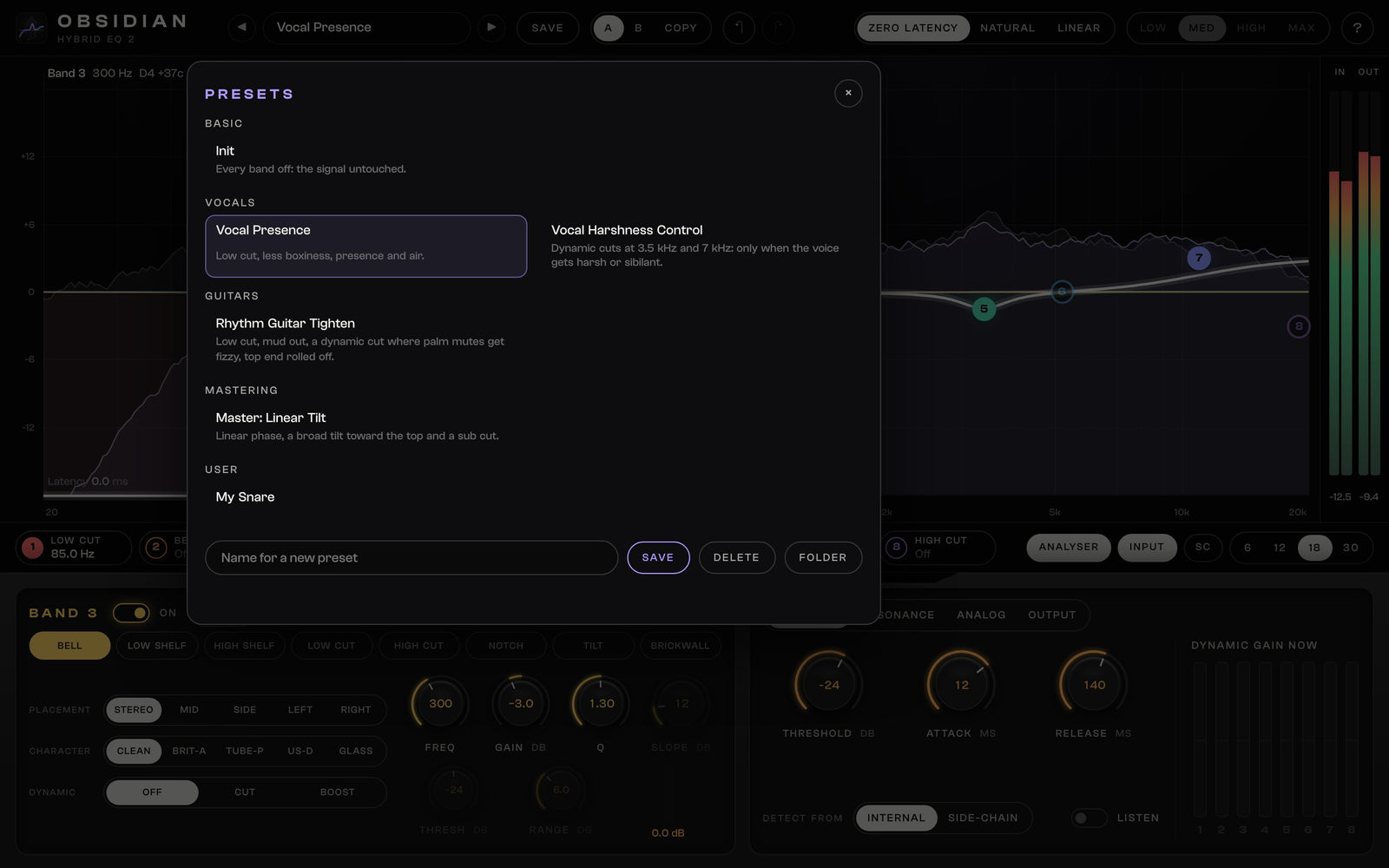OBSIDIAN 2 Presets: Start from a preset, compare with A / B