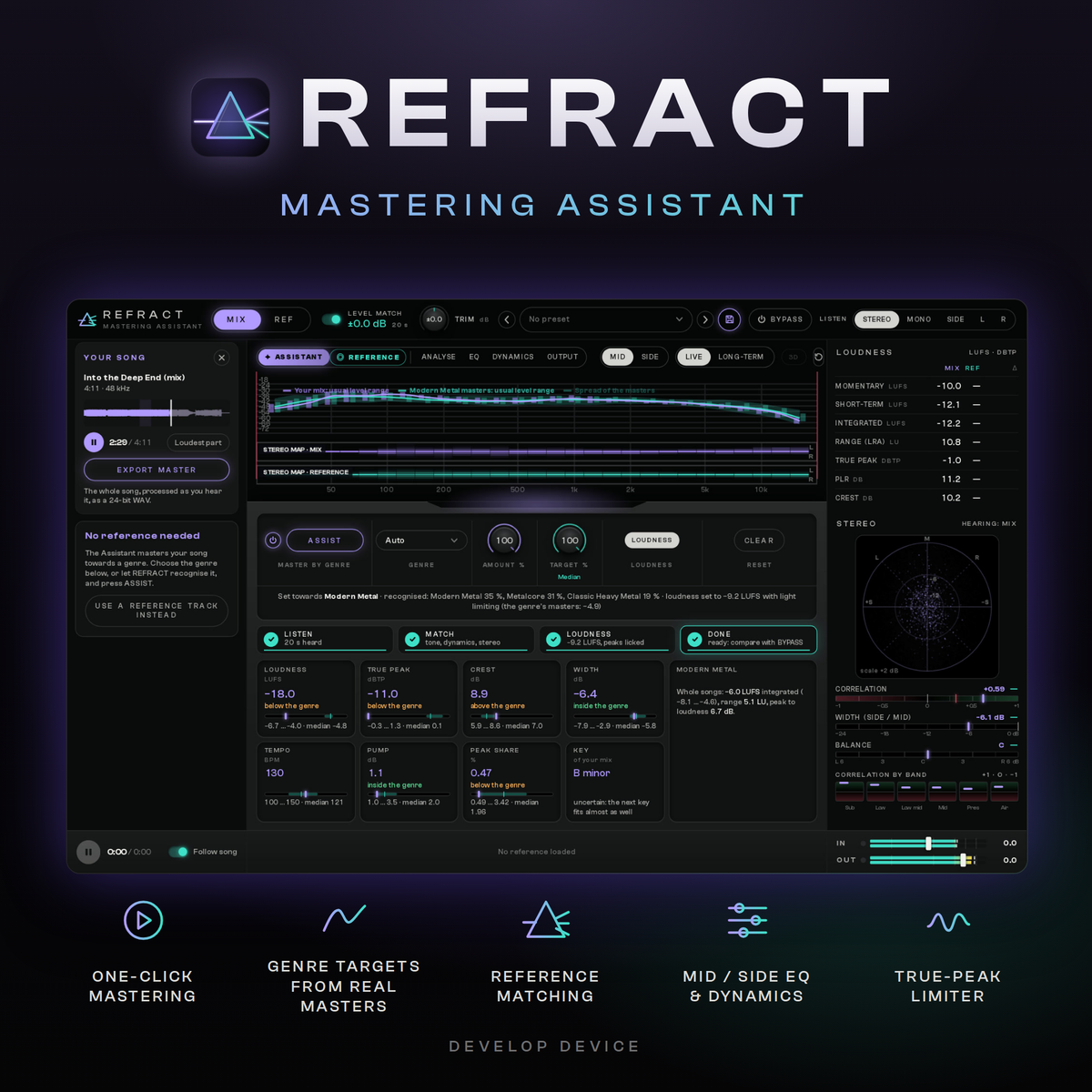 REFRACT Mastering Assistant plugin: one-click mastering towards a genre