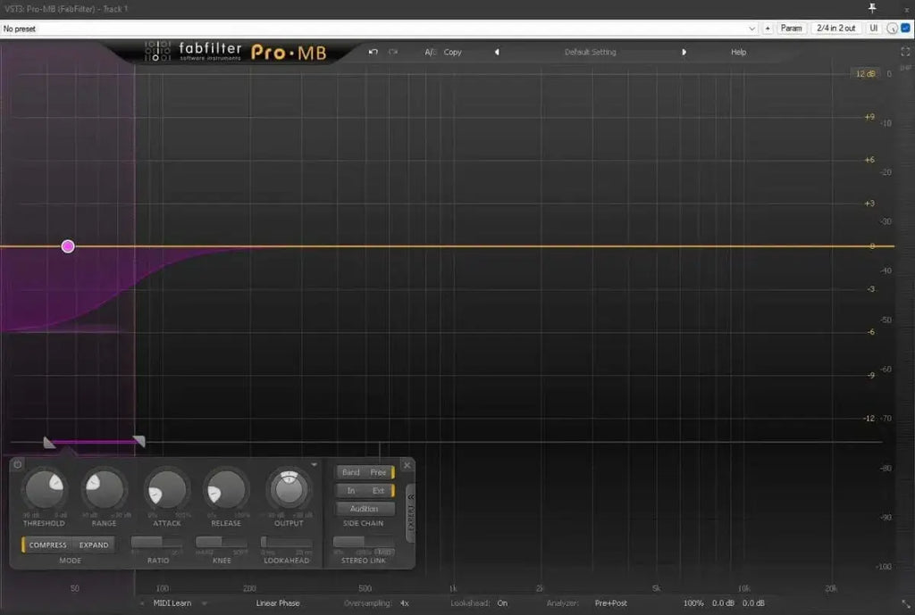 How to set side-chain bass compression against kick using FabFilter Pro-MB with only one Superior Drummer 3 output to DAW - Develop Device