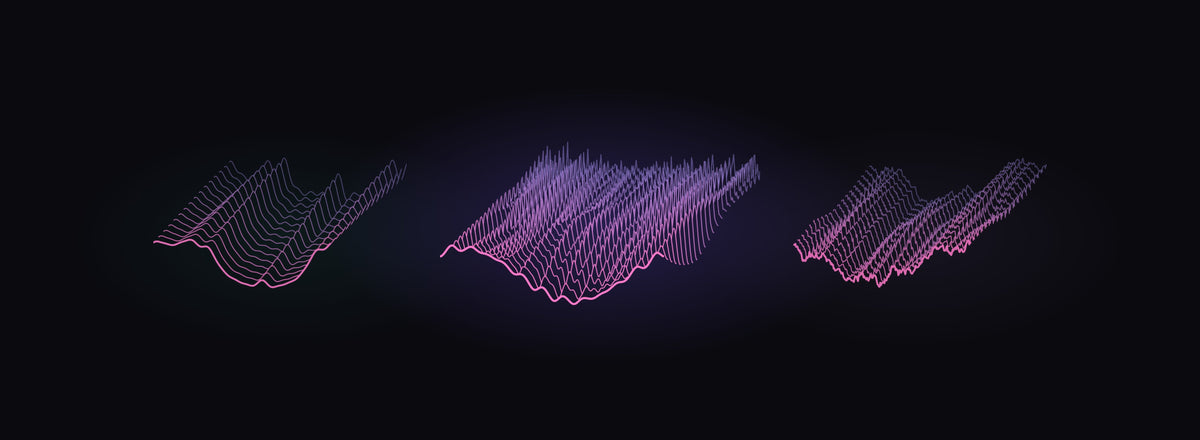 Three real wavetables from the Develop Device Industrial Dark Machines Toolkit II for Vital shown frame by frame in 3D