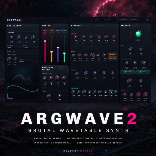 ArgWave 2 brutal wavetable synth plugin interface by Develop Device