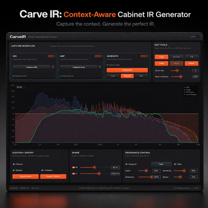 Carve IR plugin interface — context-aware cabinet IR generator for guitar