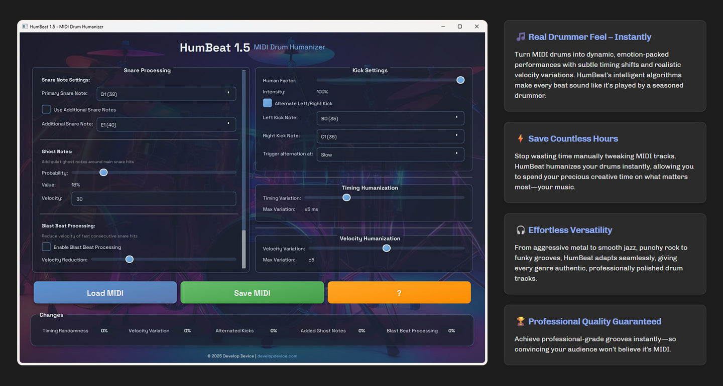 HumBeat: Advanced MIDI Drum Humanizer