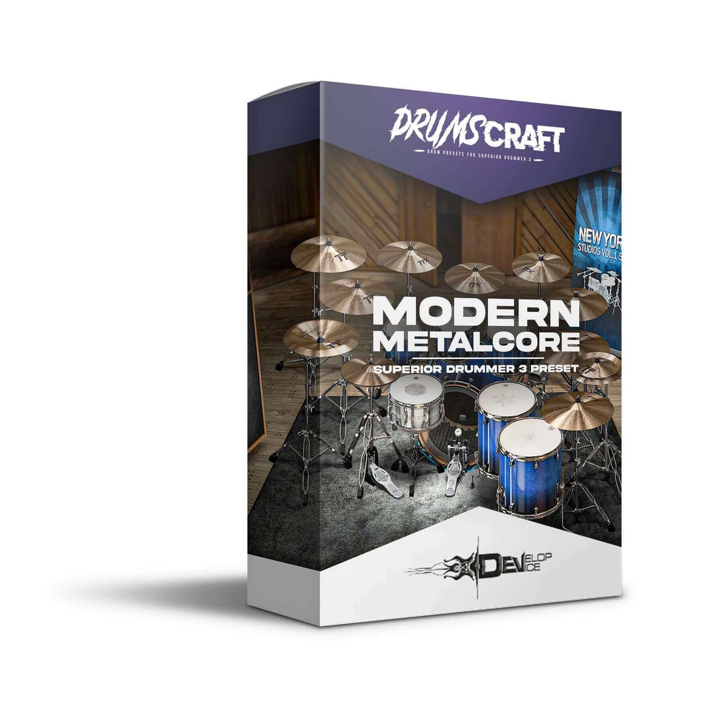 Modern Metalcore Superior Drummer 3 Preset product box by DrumsCraft on white background