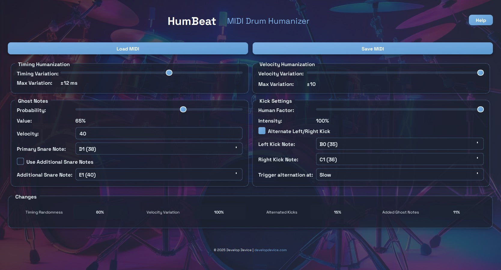 HumBeat: Advanced MIDI Drum Humanizer