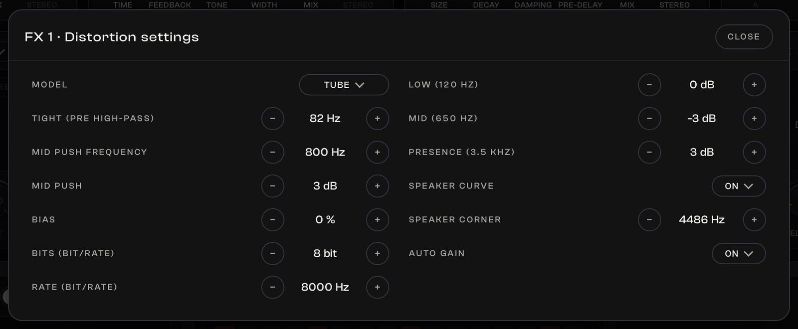 ArgWave 3 distortion settings: seven circuits, tone before and after the drive and a speaker curve
