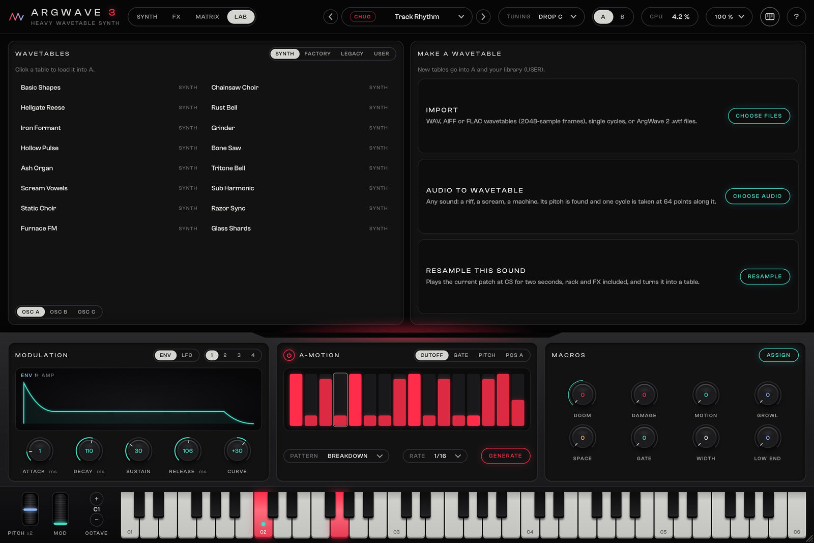 ArgWave 3 LAB: import wavetables, turn audio into a wavetable or resample the sound you play