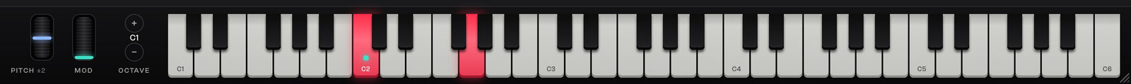 ArgWave 3 keyboard strip with the guitar tuning: the lowest string marked on the keys