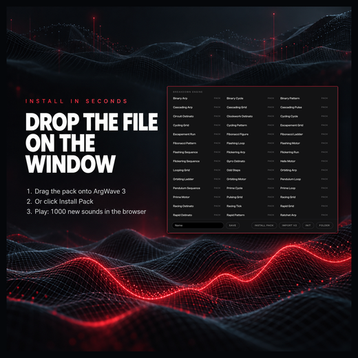 The Breakdown Engine presets in the ArgWave 3 preset browser after dropping the pack on the window
