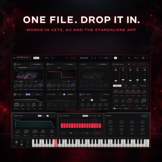ArgWave 3 playing the Brimstone Circuits distorted preset Wrecked Stack after the pack file was installed