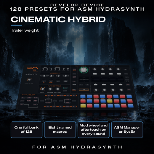 Cinematic Hybrid for ASM Hydrasynth: what the pack offers