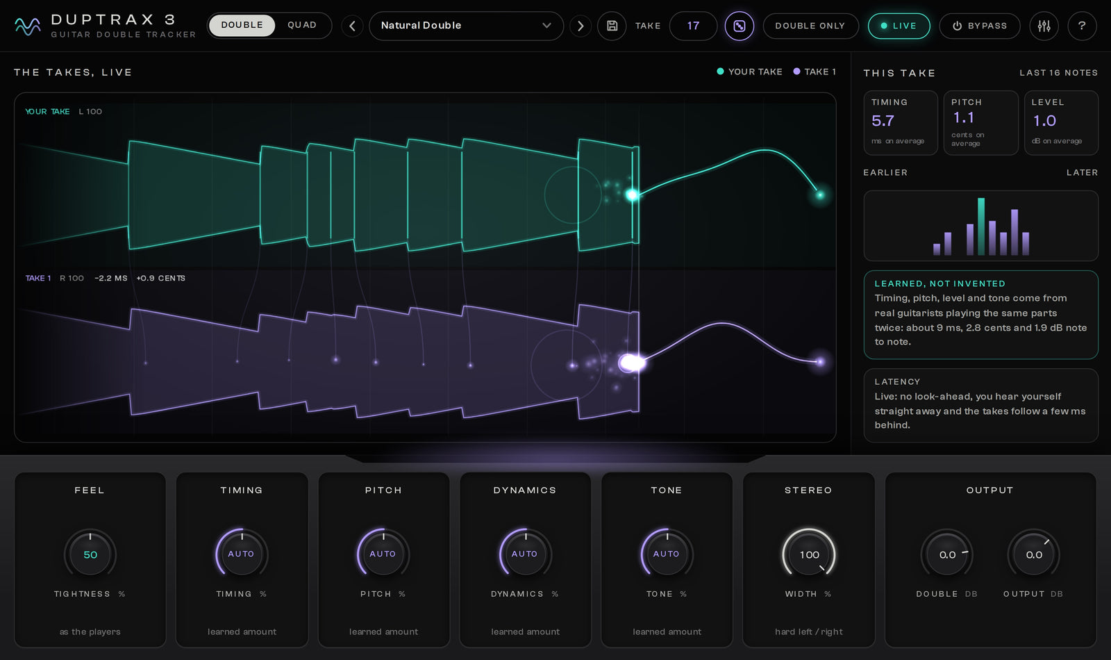DupTraX 3 Live mode: Play through it, with zero latency