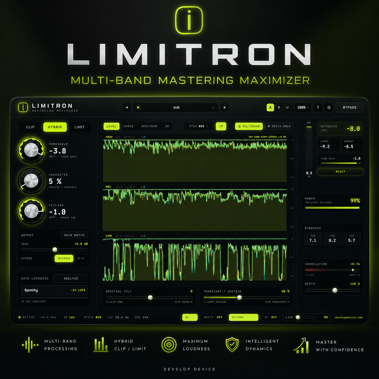 LIMITRON Mastering Maximizer multi-band mastering maximizer plugin