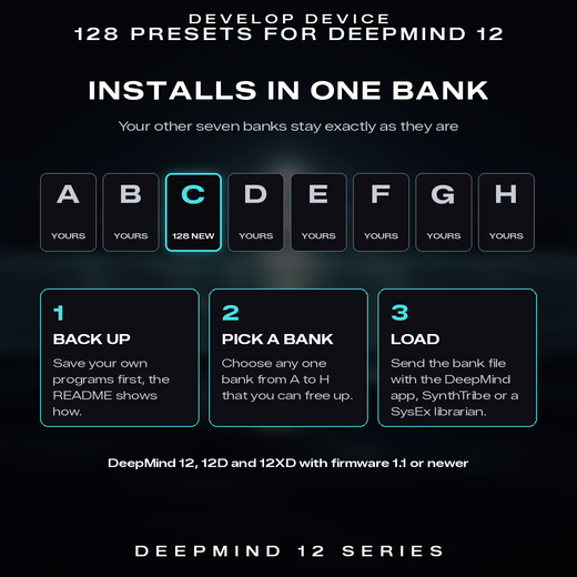 Lucid Undertow installs into one bank of the DeepMind 12, the other seven banks stay as they are