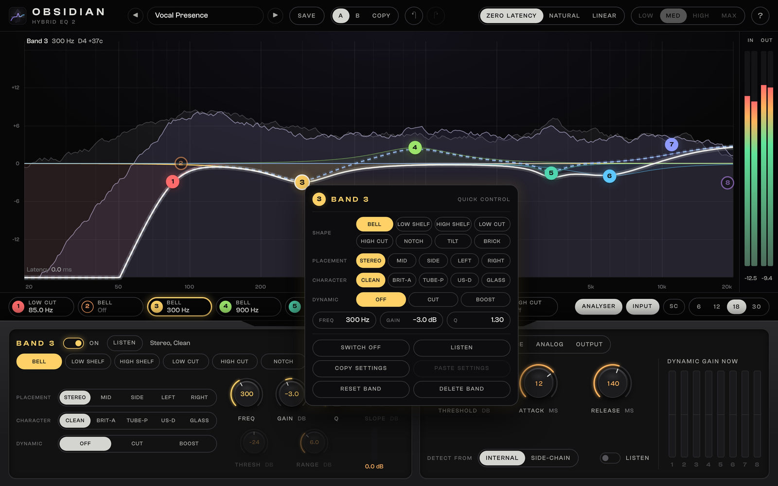 OBSIDIAN 2 Quick control: Right-click a band. Everything is there.