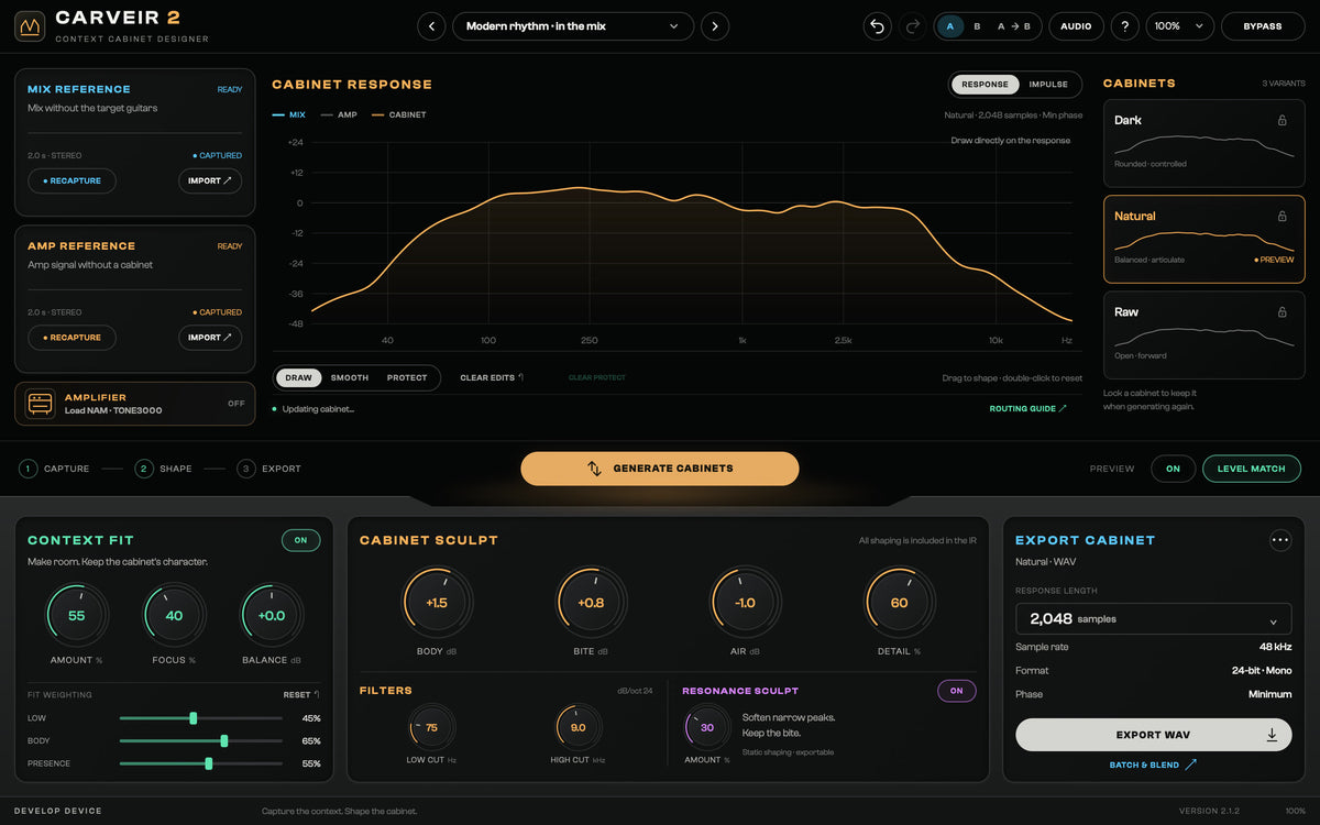 Real cabinet response and resonance adjustment