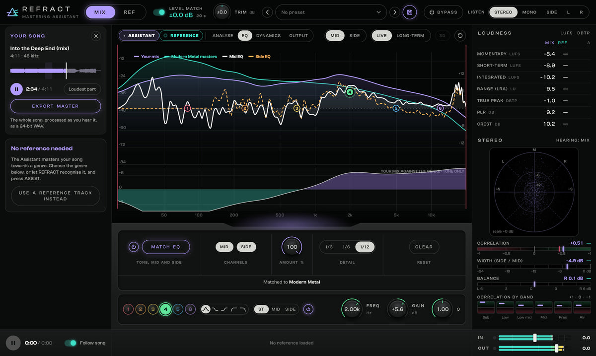 REFRACT Mid / Side EQ: A matched curve and six bands of your own