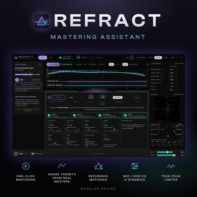 REFRACT Mastering Assistant plugin: one-click mastering towards a genre