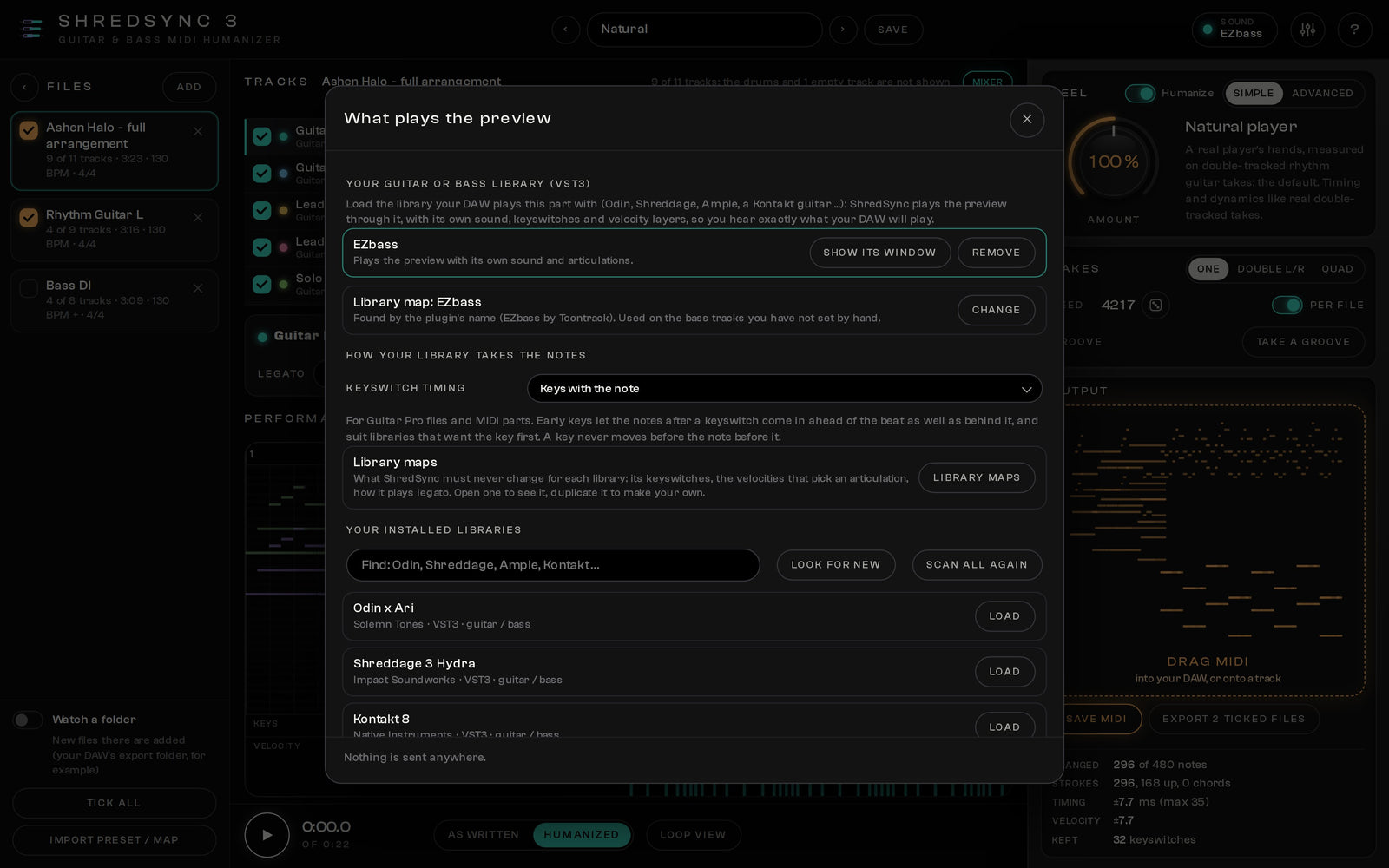ShredSync 3 Your sound: Your own guitar library plays the preview