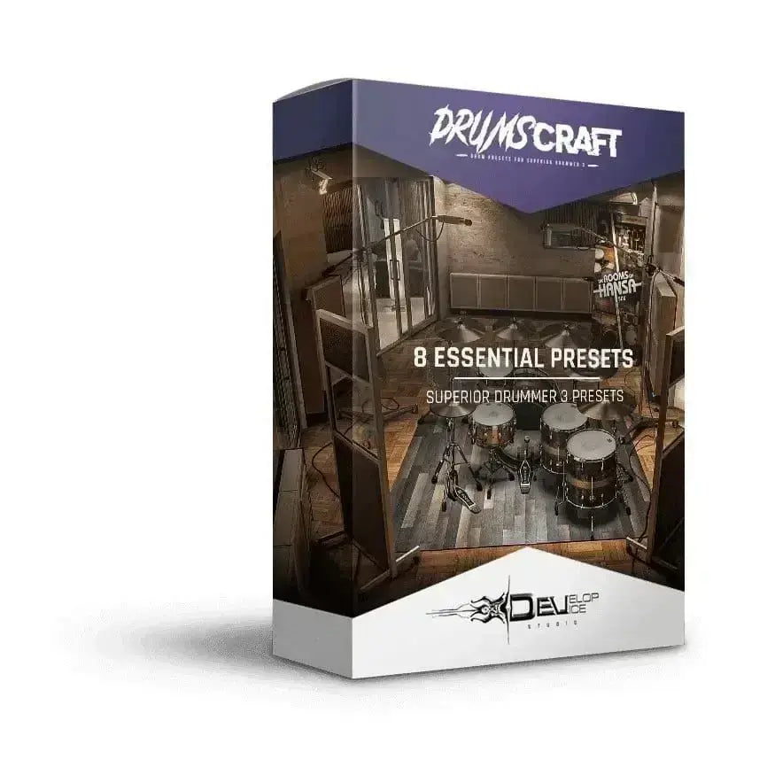 8 Essential Presets for The Rooms of Hansa SDX - Superior Drummer 3 Presets Box Packaging