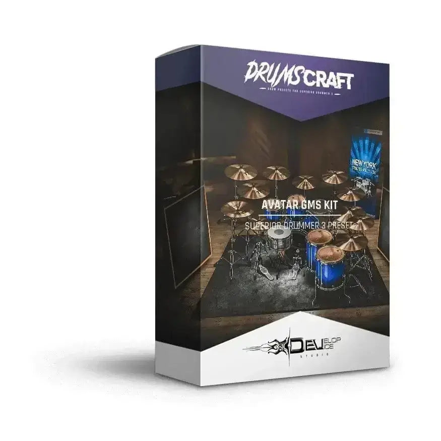 Avatar GMS Kit product box - Superior Drummer 3 presets for rock and metal productions