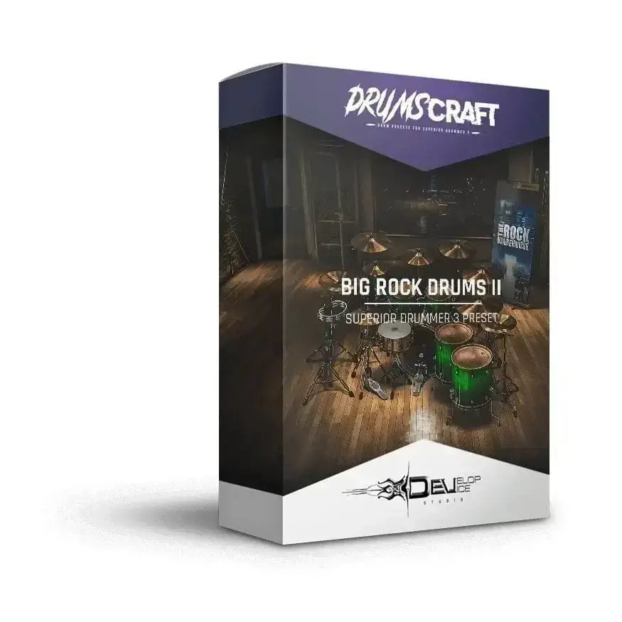 Big Rock Drums II Superior Drummer 3 preset packaging box for rock and metal productions