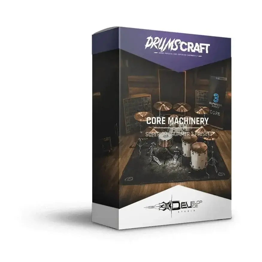 Core Machinery Superior Drummer 3 preset box for rock and metal drum sounds by Drums Craft.