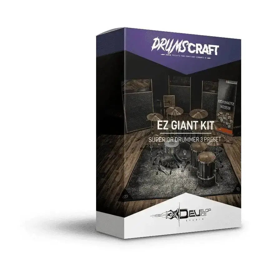 EZ Giant Kit packaging for Superior Drummer 3 presets for rock and metal productions by DrumsCraft.