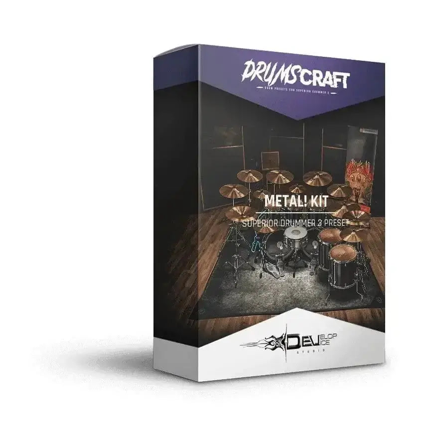 Metal! Kit package for Superior Drummer 3 presets by DrumsCraft on a white background.