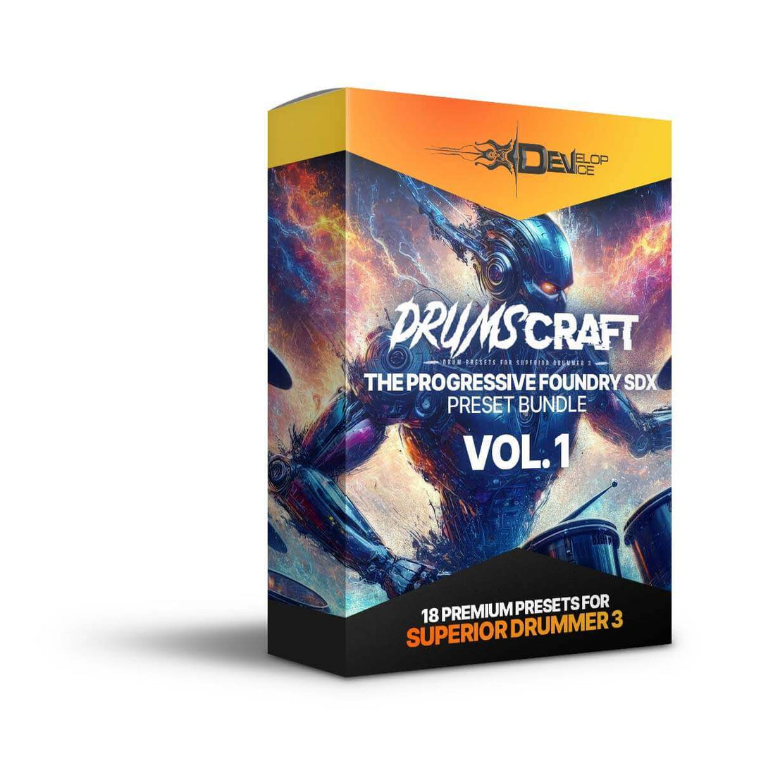 Superior Drummer 3 Preset Bundle for The Progressive Foundry SDX Vol. 1 by Develop Device Box Packaging